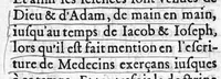 An illustration from Vray discours des interrogatoires faicts en la presence de Mm. de la Cour du Parlement par les Docteurs regent...à Roc le Baillif surnommé La Riviere, sur certains poincts de sa doctrine (1579)