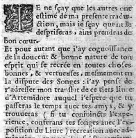 An illustration from Les Jugements astronomiques des songes, par Artemidorus, autheur ancien et renommé. Augmenté par Auguste Niphe sur les Augures. Et un traité fait sur les divinations par Antoine du Moulin (1664)