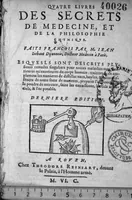 An illustration from Quatre livres des secrets de medecine et de la philosophie chymique, faits francois par M. Jean Liebaut...derniere edition (1600)