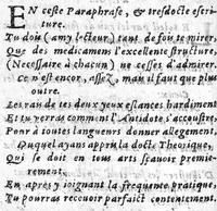 An illustration from Paraphrase sur la pharmacopee. Divisee en deux livres, par M. Brice Bauderon, Docteur en Medecine, de Parey en Charoloys, à present demeurant à Mascon. L’argument mis apres l’Epistre declare tout le contenu. Avec une Table des matieres y traictees. Edition seconde, Reveuë, corrigee et augmentee par l’autheur mesme (1596)