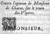 An illustration from Recherches et observations sur les vipères (1671)