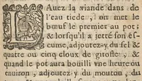 An illustration from Le cuisinier méthodique où est enseigné la manière d'aprester toute sorte de Viandes, Poissons, Legumes, Gelées; Cresmes, Salades, & autres Curiositez (1660)