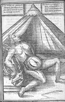 An illustration from Des maladies des femmes et remedes d'ycelles en trois livres...traduits en françois & amplifiés par M. Jean Liebaud...augmentés du tiers par Lazare Pe. (1609)