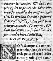 An illustration from Traicte de la peste, composé par Maistre François Valleriole Docteur en medecine. Duquel voyez le sommaire en la page suyvante, (1566)