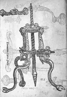 An illustration from Officinne et jardin de chirurgie militaire contenant les instrumentz et plantes tres necessaires a tous Chi[r]urgiens...avec certains cathalogues des ingrediens propres à chacun membre tant similaires qu’organiques. Dedié à haut et puissant seigneur M. François Gouffier, sieur de Crevecoeur Chevalier des deux ordres du Roy. Plus un traicté des contrepoisons et cure de la Peste et declaration d’un Enigme le tout experimenté et mis en lumiere pour l’utilité du public. Par Esaïe le Lievre Chirurgien, (1583)