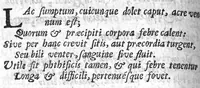 An illustration from Hippocratous tou megalou hoi aphorismoi pezikoi te kai emmetroi / Hippocratis Magni Aphorismi Soluti et Metrici, Interprete Joanne Heurnio, Medico Ultrajectino, Mataphrastis Joanne Frero, Medico-poëta et Radulpho Wintertono, Medicinae et Poeseös Graecae studioso (1633)