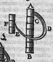 An illustration from De Rachitide sive morbo puerili, qui vulgo "the rickets" dicitur, tractatus, opera primo ac potissimum Francisci Glissonii, conscriptus, adscitis in operis societatem Georgio Bate et Ahasuero Regemortero (1650)