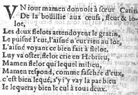 An illustration from Bastiment de receptes, traduit de l'italien en françois, augmenté d'une infinité de beaux secrets depuis peu mis en usage, avec un autre petit traité de recepte intitulé le plaisant jardin, (1645)
