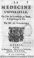 Picture 1 of 3 from La médecine universelle, ou l'art de se conserver en santé et de prolonger sa vie (1687), leaf 1