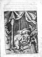 An illustration from Prattica nuova, et utilissima di tutto quello, ch' al diligente barbiero s'appartiene... ove si discorre del cavar sangue, medicar, ferite, et balsamar corpi humani... (1671)