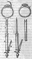 An illustration from Chirurgie françoise, recueillie par M. Jaques Dalechamps, Docteur Medicin, et Lecteur ordinaire de ceste profession à Lyon. Avec plusieurs figures des instrumens necessaires pour l’operation manuelle. La page 14. contient les principaux chefz de ce qui se discourt en cest œuvre, (1569)