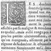 An illustration from Traicté de la dysenterie, et cure d’icelle, divisé en deux parties : l’une contenant la maladie, Causes, et Symptomes d’icelle : l’autre la Curation. Composé par Guillaume Souviros, Docteur en la faculté de Medecine de Montpellier, et Medecin en Tolose, (1574)