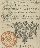 An illustration from Histoire de cinq paires de muscles qui servent à differens mouvemens de la teste...avec une observation sur un crane monstrueux (1698)
