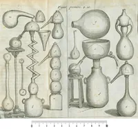 An illustration from Traité de la chymie, enseignant par une briéve & facile methode toutes ses plus necessaires preparations. Par feu Christophle Glaser, apotiquaire ordinaire du Roy & de Monseigneur le duc d'Orléans. Nouvelle édition. Reveuë & augmentée en toutes ses parties, principalement dans la troisiéme, que la mort de l'autheur avoit empeché de mettre en sa perfection. (1673)