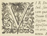 An illustration from Dispensatorium medicum, continens Institutionum pharmaceuticarum lib. V. De materia medica lib. III. Pharmacopoeam itidem sive Antidotarium varium & absolutissimum, auctore Joan. Renodæo Medic. Paris. Regio. Opus hac tertia editione ab auctore infinitis locis emendatum & immutatum, tertia plusquam parte auctum, ac suis indicibus necessariis instructum. Cui accessit Nicolai Epiphanii med. nobiliss. Pharmacon. Empirica. (1623)