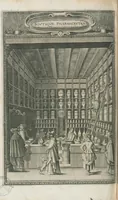An illustration from Les oeuvres pharmaceutiques du Sr Jean de Renou, conseiller & medecin du roy à Paris : augmentées d'un tiers en cette seconde edition par l'auteur : puis traduittes, embellies de plusieurs figures necessaires à la cognoissance de la medecine & pharmacie, & mises en lumière par M. Louys de Serres dauphinois, docteur en medecine, & aggregé à Lyon. [Suivi de :] Boutique pharmaceutique, ou Antidotaire, distingué en deux parties : la premiere desquelles traicte des medicamens interieurs, & la seconde des exterieurs. Avec une fort briefve, & tres-utile introduction pour tous ceux qui desireront avoir une particuliere entrée en la cognoissance de la pharmacie. Le tout premierement composé en latin, & mis en lumiere par le sieur Jean de Renou, conseiller & medecin du Roy, à Paris. Puis traduit en françois, illustré & augmenté d'un tiers en ceste seconde edition par Mr. Louys de Serres Dauphinois, D. en medecine, & aggregé à Lyon. (1637)