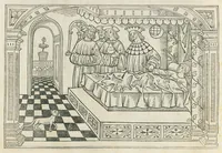 An illustration from Opus Pandectarum. Habès studiossime lector opus pa[n]dectar[um] medicine Matthei Silvatici nuper impressum cum quottationibus omniu[m] auctoru[m] in locis propriis & Symone Janue[n]si : additis etia[m] non[n]ulis capitulis simpliciu[m] medicinarum in aliis non compertis ... necno[n] etia[m] tabula addita per ... Baptista[m] Sardum : additis insuper numero capitulorum Gale[ni] & alior[um] auctor[um] ... et tabula nusq[uam] impressa ... necnon & annotationibus compilatus per D[omi]nicum Martinum de Sospitello (1526)