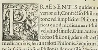 An illustration from In antidotarium Joannis filii Mesuae censura. Cum declaratione simplicium medicinarum et solutione multorum dubiorum ac difficilium terminorum(per venerandos patres et J.C servos, fratres Bartholomaeum Urbevelanum et Angelum Paleam Juvenatiensem). Ad haec receptarium cum suo repertorio in calce apposuimus. Opus sane tam medicinæ studiosis, quàm aromatariis necessarium. (1545)