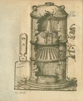 An illustration from Secreta Alchimiæ Magnalia D. Thomæ Aquinatis, de corporibus supercœlestibus, & quòd in rebus inferioribus inveniantur, quoque modo extrahantur : de lapide minerali, animali, & plantali. Item thesaurus alchimiæ secretissimus ; quem dedit fratri suo Reinaldo. Accessit et Joannis de Rupescissa liber lucis, ac Raymundi Lullii opus pulcherrimum, quod inscribitur clavicula & apertorium in quo omnia quæ in opere alchimiæ requiruntur, venustè declarantur, & sine quo, ut ipse testatur Lullius, alii sui libri intellegi nequeunt. Opera Danielis Brouchuisii artium & medicinæ doctoris. Cum præfatione D. Joannis Heurnii. Editio tertia. (1602)