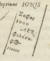 An illustration from Theatrum chemicum, præcipuos selectorum auctorum tractatus de chemiæ et lapidis philosophici antiquitate, veritate, jure, præstantia, & operationibus continens : in gratiam verae chemiae, et medicinæ chemicæ studiosorum (ut qui uberrimam inde optimorum remediorum messem facere potuerunt) congestum, & in tres partes seu volumina digestum ; singulis voluminibus, suo auctorum et librorum catalogo primis pagellis : rerum vero & verborum indice postremis annexo. Volumen secundum (1602)