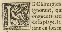 An illustration from Discours et demonstration des ingrediens de la confection d'alkermes reformee, faicte publiquement en presence de Messieurs de la justice & professeurs en l'Université de medecine, par Laurens Catelan, Me. apothycaire en la ville de Montpellier, contre les discours faicts par le s[ieu]r. Jaques Fontaine premier medecin d'Aix en Provence. (1614)