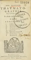 Picture 1 of 5 from Joh. Jonstoni Thaumatographia naturalis, in decem classes distincta, in quibus admiranda I. Coeli. II. Elementorum. III. Meteororum. IV. Fossilium. V. Plantarum. VI. Avium. VII. Quadrupedum. VIII. Exanguium. IX. Piscium. X. Hominis (1632), leaf 5