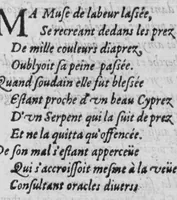 An illustration from La Thériaque françoise avec les vertus et proprietez d'icelle, selon Galien, mises en vers françois par Pierre Maginet... et dispensé publiquement à Salins par le dict Maginet et Claude Thonnerey frères, pharmaciens, en l'an 1623 (1623)