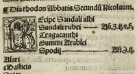 An illustration from Concordie pharmacopolarum Barcinonensium [Pharmacopée de Barcelone] (1535)