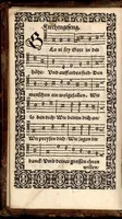An illustration from Psalmen und geistliche Lieder, welche in den Kirchen unnd Schülen beyder Fürstenthumb Newburg und Zweybrucken gesungen werden. Sampt etlichen Collecten und dem kleinen Catechismo Doctoris Martini Lutheri. (1578)