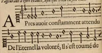An illustration from Les Pseaumes de David mis en rime françoise par Clement Marot et Theodore de Beze. (1630)