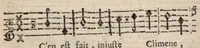An illustration from Parodies bachiques, sur les airs et symphonies des opera. Recueillies & mises en ordre par Monsieur Ribon [sic]. Seconde edition, revûë & augmentée. (1696)