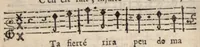 An illustration from Parodies bachiques, sur les airs et symphonies des opera. Recueillies & mises en ordre par Monsieur Ribon [sic]. Seconde edition, revûë & augmentée. (1696)