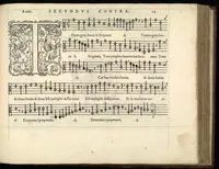 An illustration from Superius. Sizieme livre de pseaumes de David. Mis en musique a quatre parties en forme de motetz. Par Claude Goudimel. (1565)