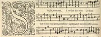 An illustration from Bassus. Sizieme livre de pseaumes de David. Mis en musique a quatre parties en forme de motetz. Par Claude Goudimel. (1565)