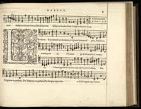 An illustration from Bassus. Huitieme livre de pseaumes de David mis en musique a quatre parties en forme de motetz par Claude Goudimel. (1566)