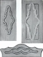 An illustration from Boult's carving, paneling, moulding and dovetailing machine for shaping, edge moulding, surface moulding, moulding scroll or fret work, paneling, dovetailing, etc (1880)