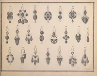 An illustration from Charles T. Menge's price list of ornamental hair jewelry and device work, nos. 32 and 34 John Street, New York (1873)