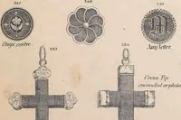 An illustration from Charles T. Menge's price list of ornamental hair jewelry and device work, nos. 32 and 34 John Street, New York (1873)