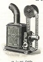 An illustration from Preisliste über optische, mechanische und elektrische Waren, Physikalische Spiele und Lehrmittel: Abteilung I. Laterna Magica, Projektions-Apparate, Postkarten-Cameras, Kinematographen, Lupen und Lesegläser, Extra-Laterna Magica-Bilder und bewegliche Verwandlungsbilder, Films (1914)