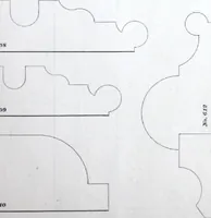 An illustration from Dominion moulding book ... containing sections (full size) of moldings, architraves, pew and stair railings, brackets, pickets, lattice ... (1874)