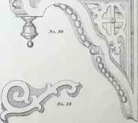 An illustration from Dominion moulding book ... containing sections (full size) of moldings, architraves, pew and stair railings, brackets, pickets, lattice ... (1874)