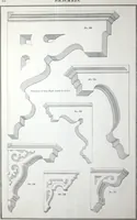 An illustration from Dominion moulding book ... containing sections (full size) of moldings, architraves, pew and stair railings, brackets, pickets, lattice ... (1874)