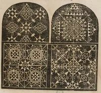 An illustration from Nouveaux pourtraicts de point coupé et dantelles en petite, moyenne & grande forme . Nouvellement inventez & mis en lumière. (1598)