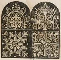 An illustration from Nouveaux pourtraicts de point coupé et dantelles en petite, moyenne & grande forme . Nouvellement inventez & mis en lumière. (1598)