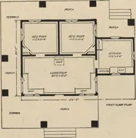 An illustration from Modern house building: perspective views and floor plans of fifty low and medium priced houses (1905)