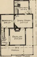 An illustration from Modern house building: perspective views and floor plans of fifty low and medium priced houses (1905)