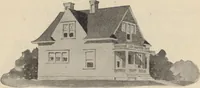 An illustration from Modern house building: perspective views and floor plans of fifty low and medium priced houses (1905)