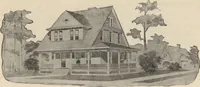 An illustration from Modern house building: perspective views and floor plans of fifty low and medium priced houses (1905)