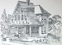 An illustration from How should I build comfortable: cheap and neatly? Villa buildings and private homes: Facade and plans to simpler villas along line costing in construction / af AT Stock Holm. (1907)