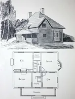 An illustration from How should I build comfortable: cheap and neatly? Villa buildings and private homes: Facade and plans to simpler villas along line costing in construction / af AT Stock Holm. (1907)